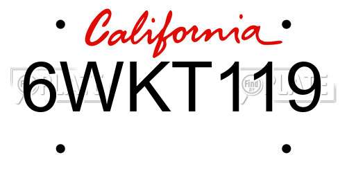 6WKT119 California License Plate