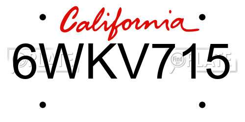 6WKV715 California License Plate
