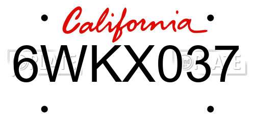 6WKX037 California License Plate