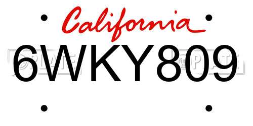 6WKY809 California License Plate