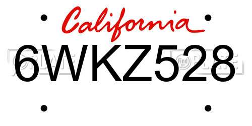 6WKZ528 California License Plate