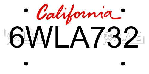6WLA732 California License Plate
