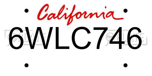 6WLC746 California License Plate