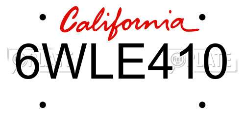 6WLE410 California License Plate