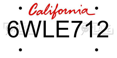 6WLE712 California License Plate