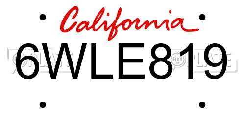 6WLE819 California License Plate