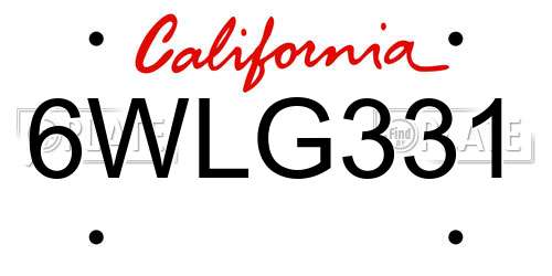 6WLG331 California License Plate