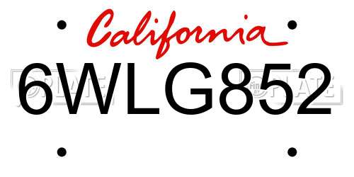 6WLG852 California License Plate