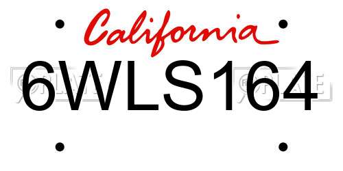6WLS164 California License Plate