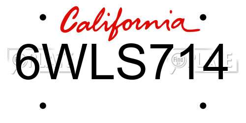 6WLS714 California License Plate