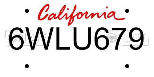 6WLU679 California License Plate