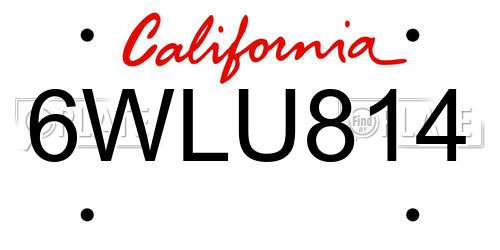 6WLU814 California License Plate