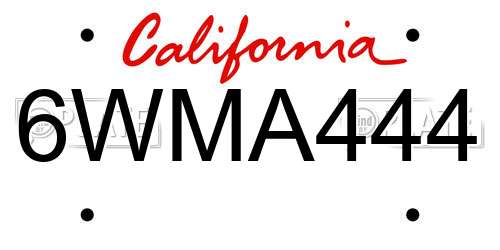 6WMA444 California License Plate