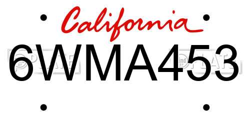 6WMA453 California License Plate
