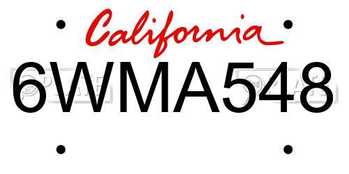6WMA548 California License Plate