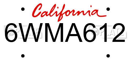 6WMA612 California License Plate