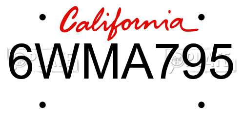 6WMA795 California License Plate