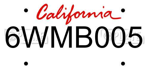 6WMB005 California License Plate