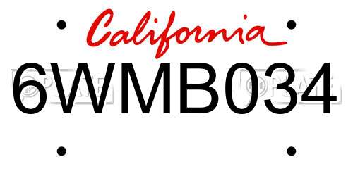 6WMB034 California License Plate