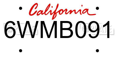 6WMB091 California License Plate