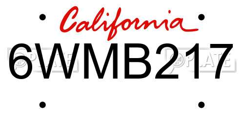 6WMB217 California License Plate