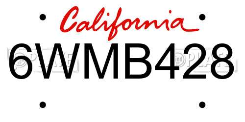 6WMB428 California License Plate