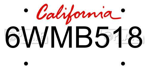 6WMB518 California License Plate
