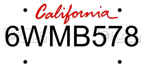 6WMB578 California License Plate