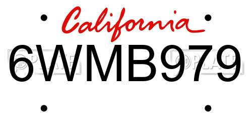 6WMB979 California License Plate