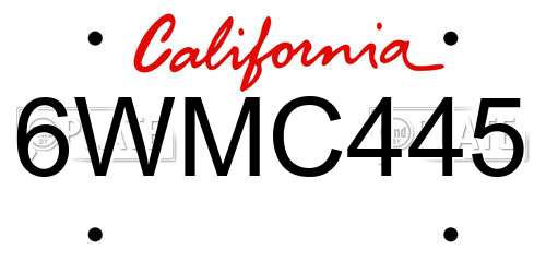 6WMC445 California License Plate