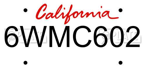 6WMC602 California License Plate