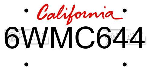 6WMC644 California License Plate
