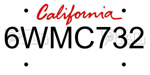 6WMC732 California License Plate