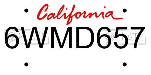 6WMD657 California License Plate