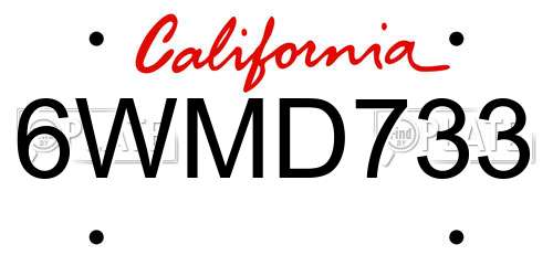 6WMD733 California License Plate