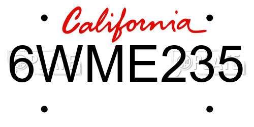 6WME235 California License Plate