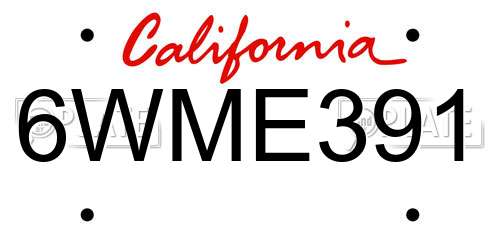 6WME391 California License Plate