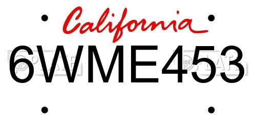 6WME453 California License Plate
