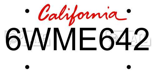 6WME642 California License Plate