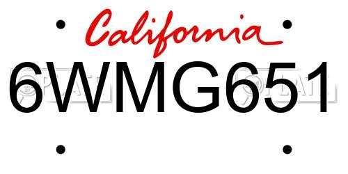 6WMG651 California License Plate