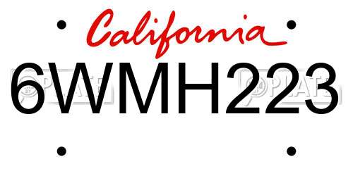 6WMH223 California License Plate