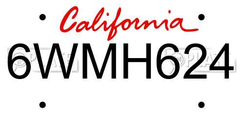 6WMH624 California License Plate