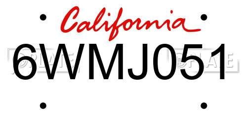 6WMJ051 California License Plate