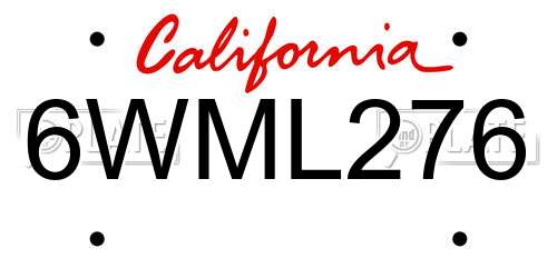 6WML276 California License Plate