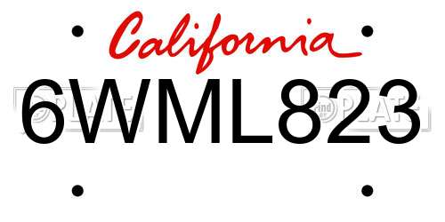 6WML823 California License Plate