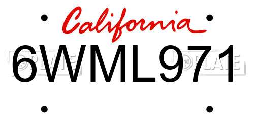 6WML971 California License Plate