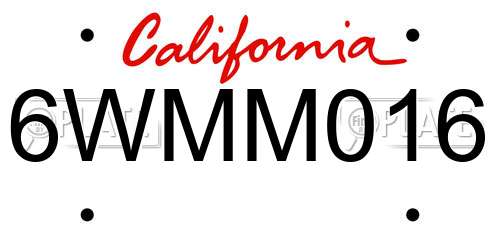 6WMM016 California License Plate