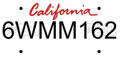 6WMM162 California License Plate