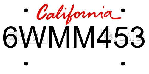 6WMM453 California License Plate