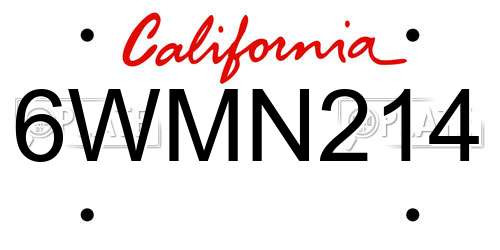 6WMN214 California License Plate